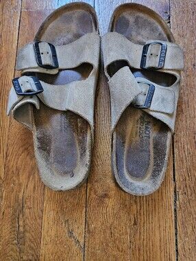 Naot Women's Beige Suede Slide Sandals, Size 8.5